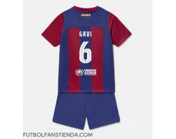 Barcelona Paez Gavi #6 Primera Equipación Niños 2023-24 Manga Corta (+ Pantalones cortos)